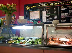 Gopals Vegetarian Restaurant - run by the Hare Krishnas. Wonderful vegetarian lasagna