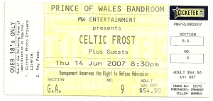 Celtic Frost 2007 ticket